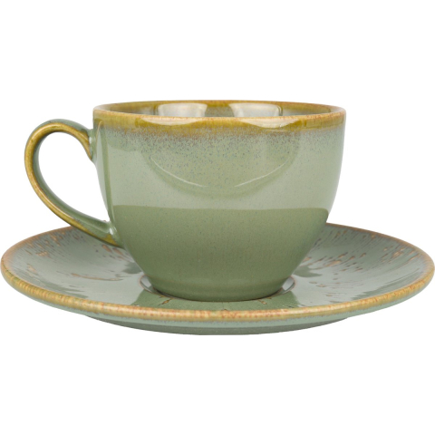 Bonna Thee kopjes & schotel sage snell porselein set van 6