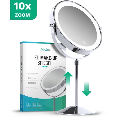 Mirlux Make-up spiegel hoogte verstelbaar chrome 1-10x vergroting