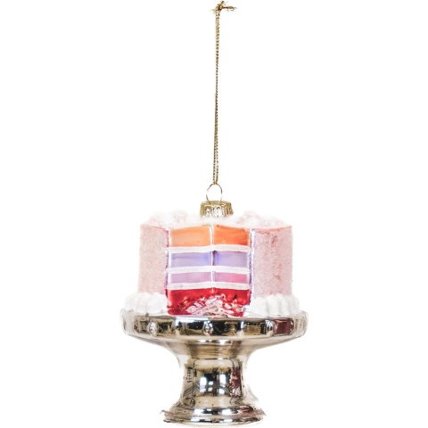House Vitamin Xmas hanger pie glass pink 9x11cm