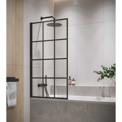 Badplaats Badwand riad 80 x 140 cm zwart badscherm draaibaar 5 mm dik -