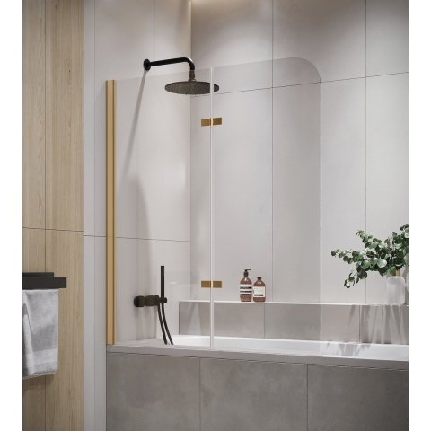 Badplaats Badwand austin 120 x 140 cm goud badscherm draaibaar 5 mm dik -