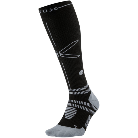Stox running knee high socks men compressiekous heren black/black/white