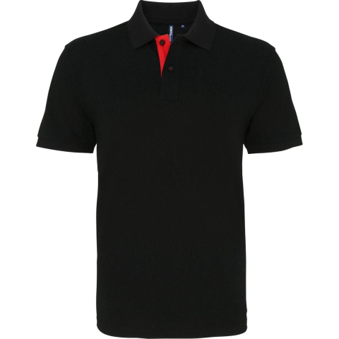 Asquith & Fox Heren Klassieke Pasvorm Contrast Poloshirt (Zwart / Rood)