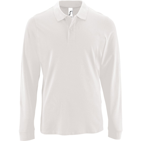 SOLS Heren Perfecte Lange Mouw Pique Polo Shirt (Wit)
