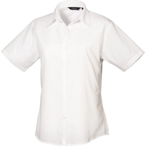 Premier Popeline blouse met korte mouwen / Gewoon werkoverhemd (Wit)