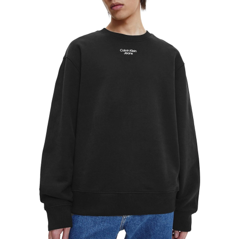 Heren Calvin Klein Jeans Relaxed Katoenen Terry Sweatshirt in Zwart