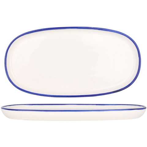 Rinart Serveerschaal blue edge porselein 25x13 cm set van 2