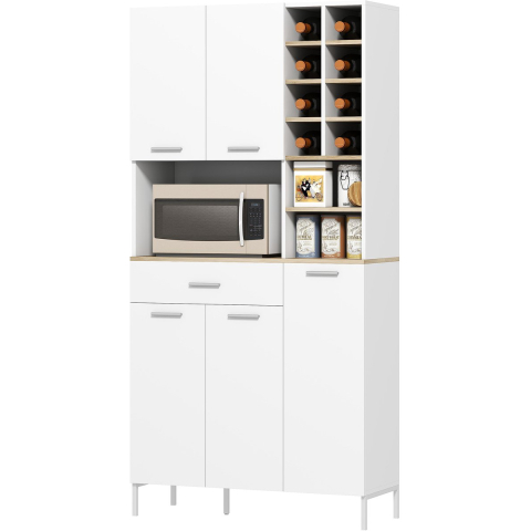 Homcom Keukenkast met open schappen en 5 deuren mdf -