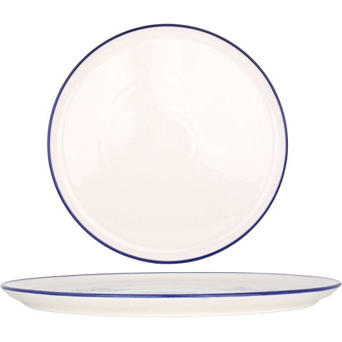 Rinart Pizzabord blue edge porselein 32 cm set van 2