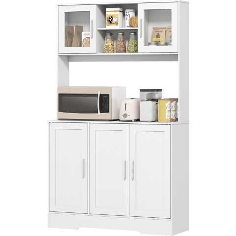 Homcom Keukenkast scandinavisch design met glazen deuren -