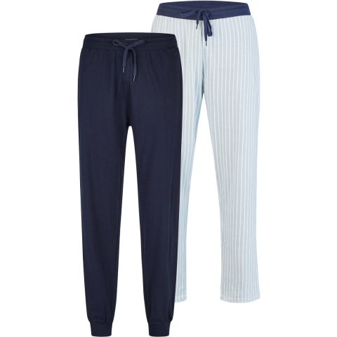 Phil & Co Heren pyjamabroek lang gestreept/effen 2-pack