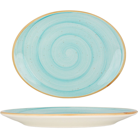 Bonna Serveerschaal aqua porselein 25x19 cm set van 2