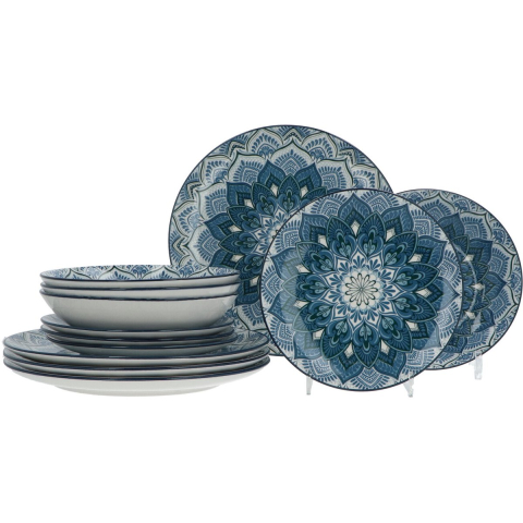 Luzzo ® madala serviesset 4 persoons 12-delig porselein blauw