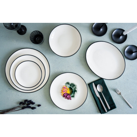 Bonna Serveerschaal linea black porselein 21 cm set van 2