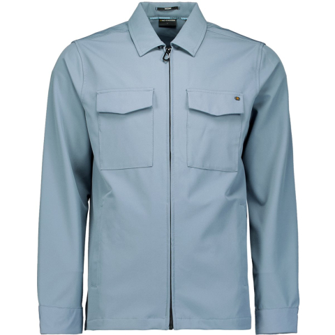No Excess Overshirt full zipper stretch sedoc carbon blue