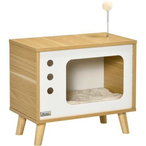 4goodz Kattenmand model tv 50x28x43 cm bruin/wit