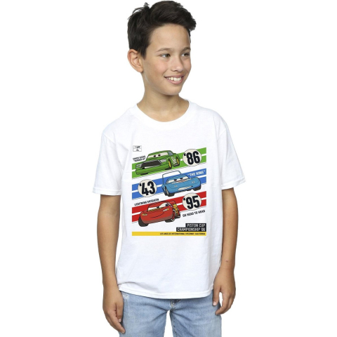 Disney Jongens Cars Piston Cup Kampioenen T-Shirt (Wit)