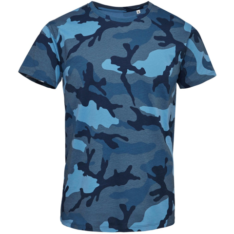 SOLS Heren Camo T-Shirt met korte mouwen (Blauwe Camo)