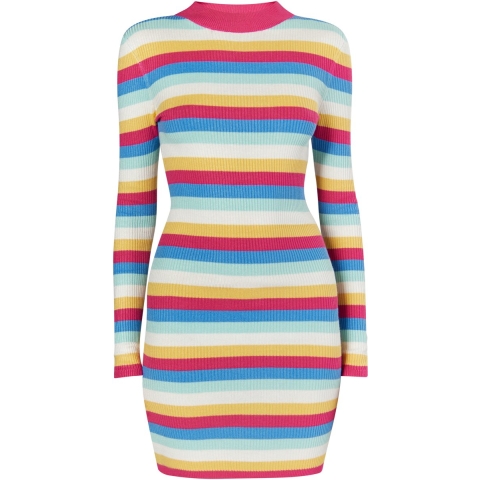 Mymo Gebreide jurk Dames Roze Veelkleurig