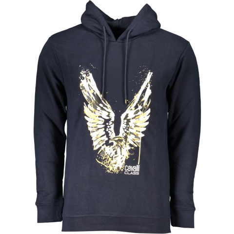 Cavalli Class Gouden Adelaar Logo Donkerblauwe Hoodie