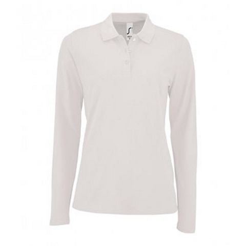 SOLS Dames/dames Perfecte Lange Mouw Pique Polo Shirt (Wit)