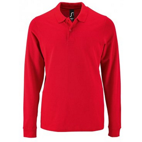 SOLS Heren Perfecte Lange Mouw Pique Polo Shirt (Rood)