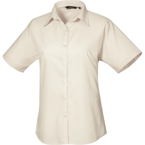 Premier Popeline blouse met korte mouwen / Gewoon werkoverhemd (Natuurlijk)