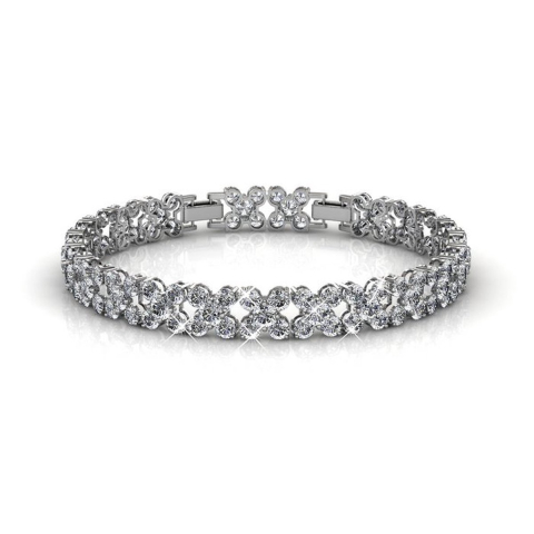 Bloemige armbanden - Zilver en kristal