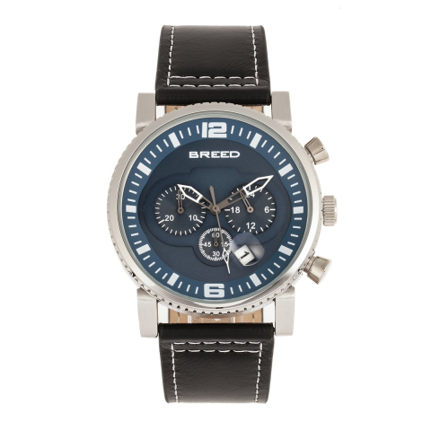 Breed Ryker chronograaf horloge met leren bandje met datum