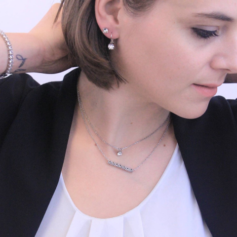 Myriad Birthe Stone-hangers - Zilver en kristal
