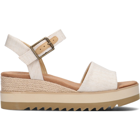 TOMS Diana Canvas Wedge Natuurlijk Dames Sandalen Wit