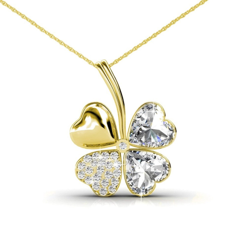 Vierbladige hangers - Goud en kristal