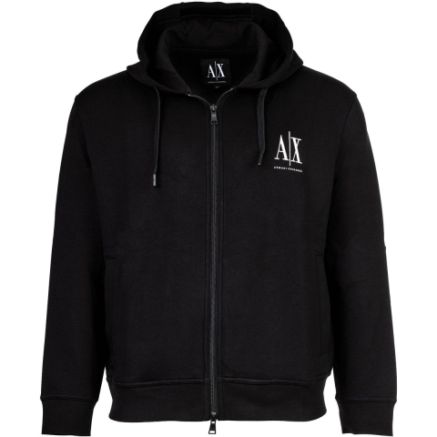Armani Exchange Jersey Volledige Ritssluiting Hoodie Zwart