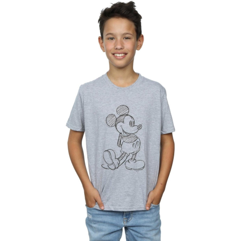 Disney Jongens Mickey Mouse Sketch Kick T-Shirt (Sportgrijs)