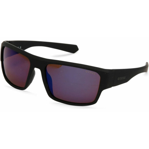 Guess Zwarte Zonnebril met Gebogen Montuur en Roze Lens