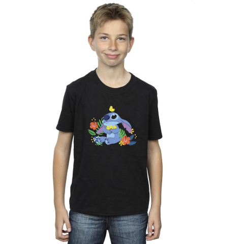 Disney Jongens Lilo & Stitch Vogels T-shirt (Zwart)