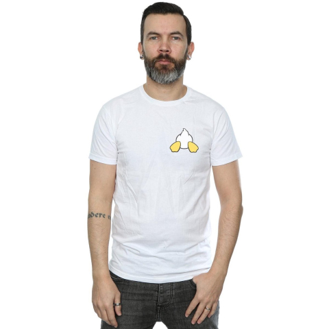 Disney Heren Donald Duck Rugzijde Borstprint T-Shirt (Wit)