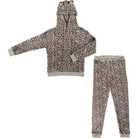 Apollo Dames huispak loungewear luipaard print fleece incl capuchon