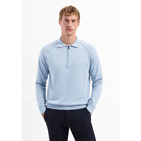 No Excess Pullover polo half zip solid dusty blue