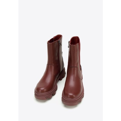 Wittchen Dames Leren Platform Chelsea Boots Kersen Natuurlijk Leer