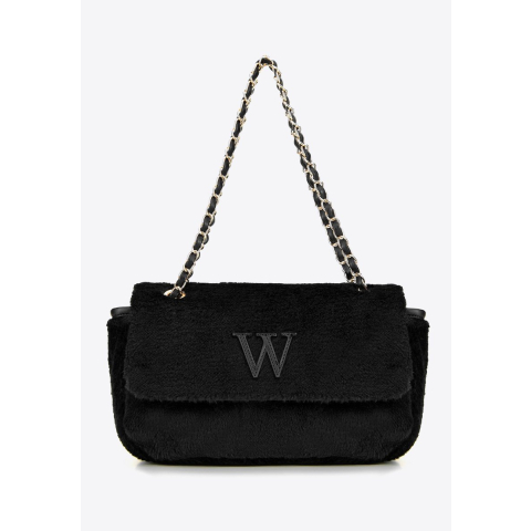 Wittchen Dames Crossbody Tas met Bont, Zwart Polyester