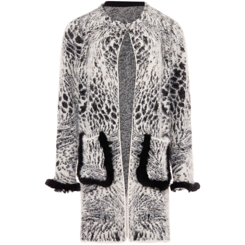 Faina Vest Dames wol wit zwart