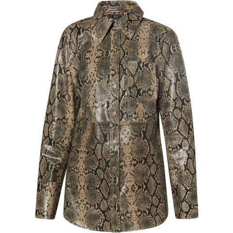 Faina Leren overhemd Dames beige slang