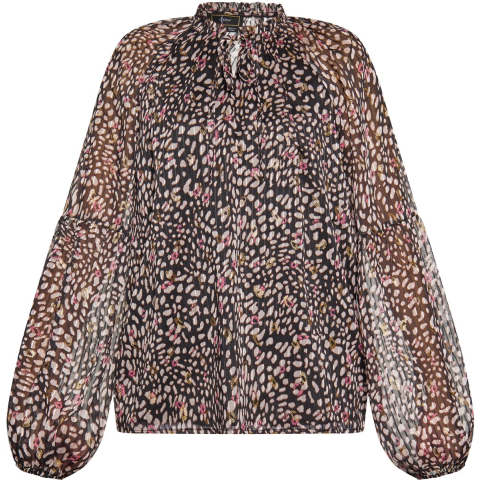 Faina Blouse shirt Dames Zwart Veelkleurig