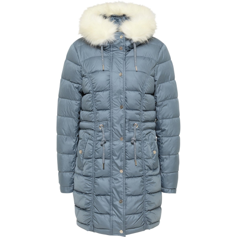 Faina Sookie serie Gewatteerde jas met nepbont Dames Grijs-blauw