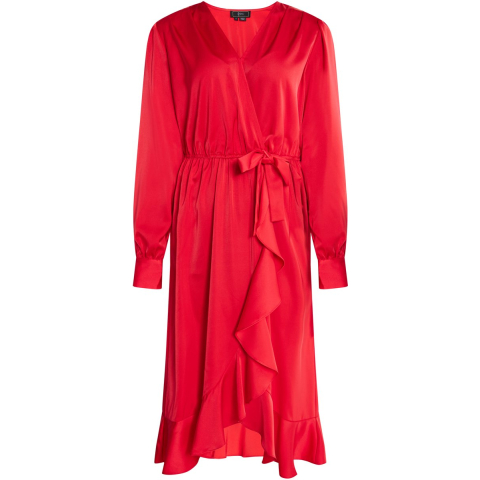Faina Midi-jurk met lange mouwen Dames rood