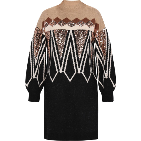 IZIA Jurk Dames Beige Veelkleurig