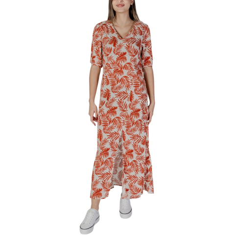 Bladprint Maxi-jurk V-hals Korte Mouwen