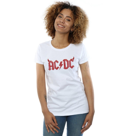 AC/DC Dames/Dames Horns Logo Katoenen T-Shirt (Wit)