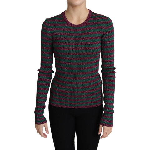 Metallisch Gestreepte Gebreide Pullover Tsh4773